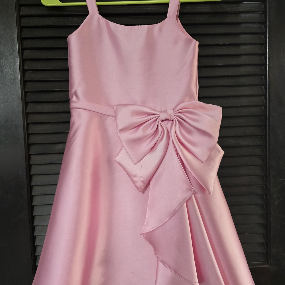 Pink Satin Bow-Detail Girls' Dress